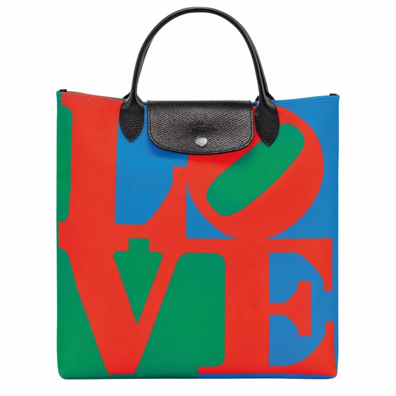 Red/Navy Longchamp Longchamp X Robert Indiana L Women's Handbags